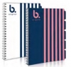 B Original A4 Project Book Navy & Pink Strips