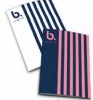 B Original A4 Flexi Notebook Navy & Pink Stripes