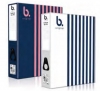 B Original Foolscap Box File Navy & Pink Stripes