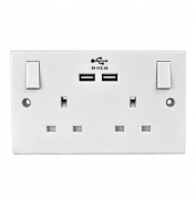 Double Wall Socket With 2x Usb Charger