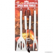 3pc Bbq Tool Set (Knife, Fork, Tongs) With Wo