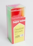 Sv Flexible Straws Neon Asst 225pc